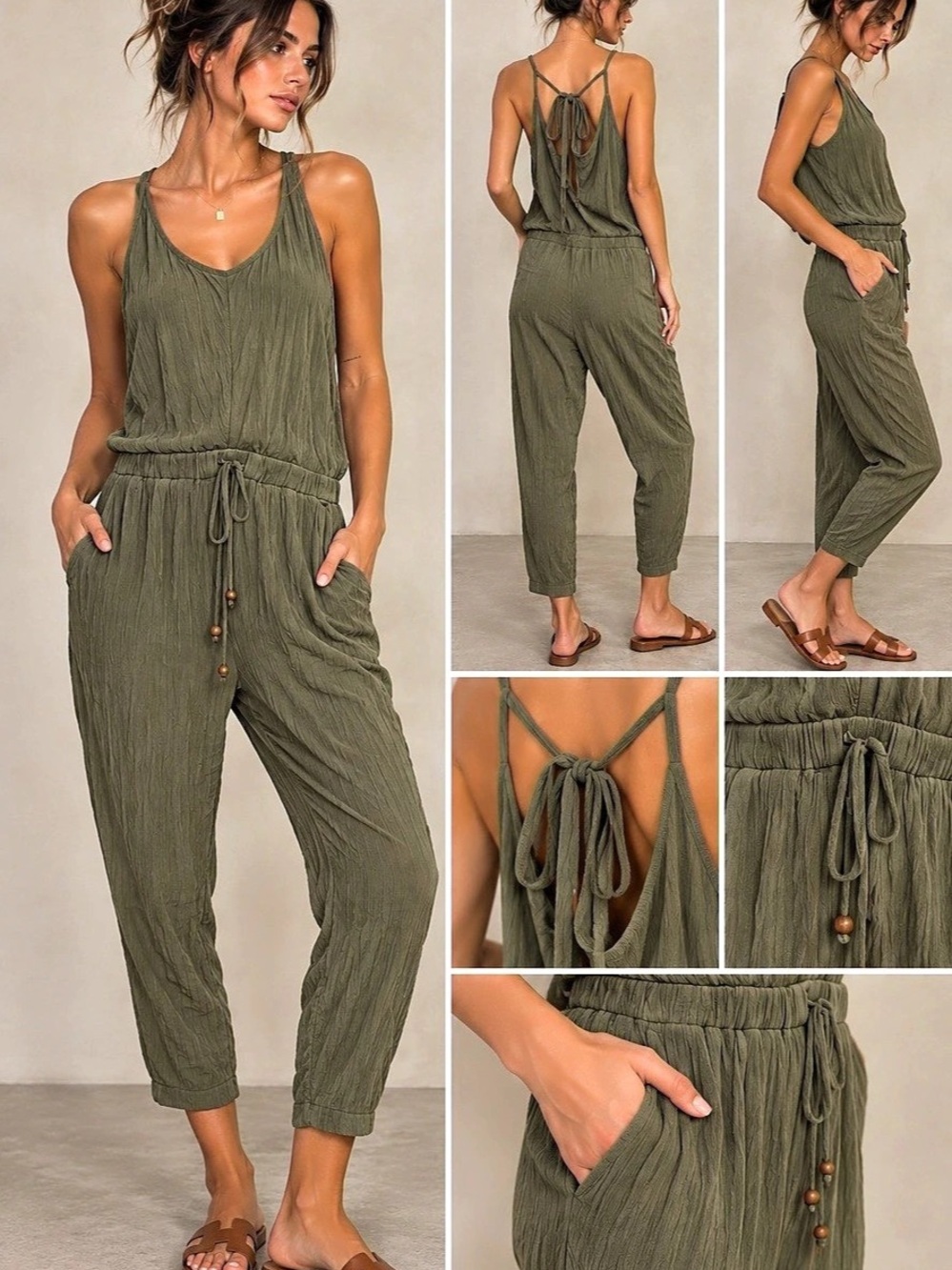 Amelia Olive Jumpsuit Size Small